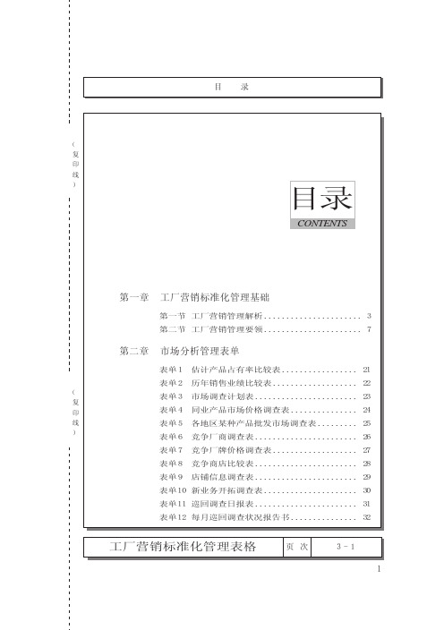 工厂营销标准化管理表格