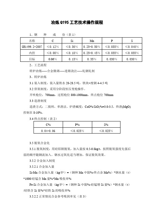 冶炼Q195工艺技术操作规程