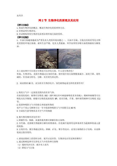 高中生物 4.2《生物净化的原理及其应用》学案 新人教版选修2