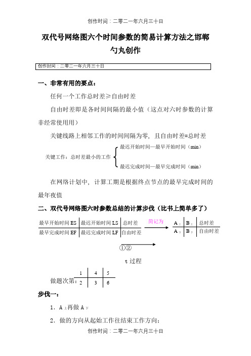 双代号网络图六个时间参数的简易计算方法