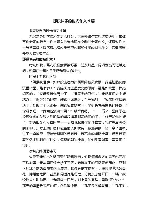 那段快乐的时光作文4篇