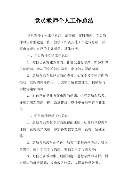 党员教师个人工作总结