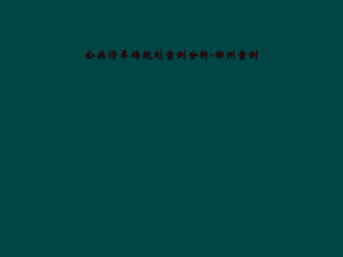 公共停车场规划案例分析-郴州案例