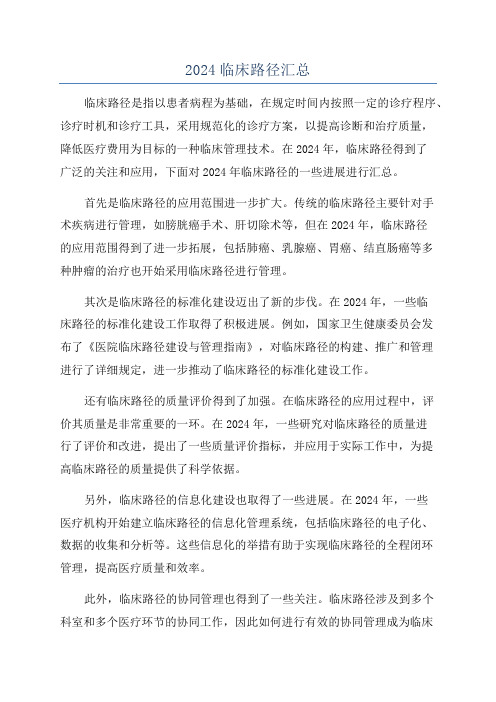 2024临床路径汇总