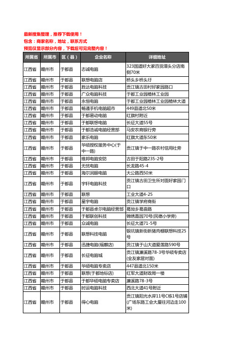 新版江西省赣州市于都县电脑企业公司商家户名录单联系方式地址大全88家