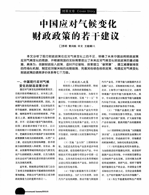 中国应对气候变化财政政策的若干建议