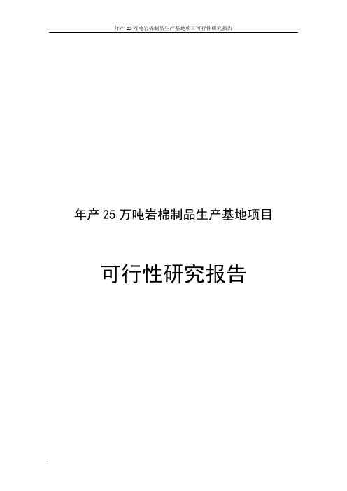 年产25万吨岩棉制品生产基地项目可行性研究报告
