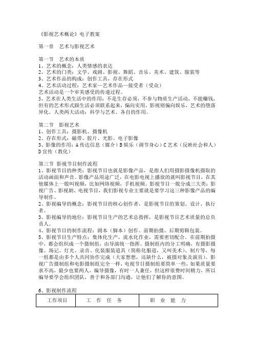 影视艺术概论-电子教案范文