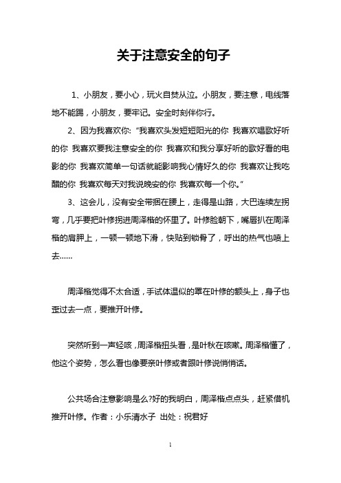 关于注意安全的句子