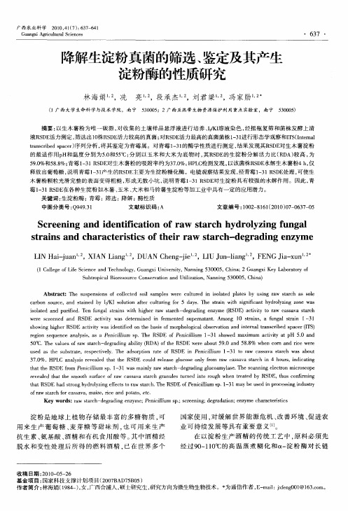 降解生淀粉真菌的筛选、鉴定及其产生淀粉酶的性质研究