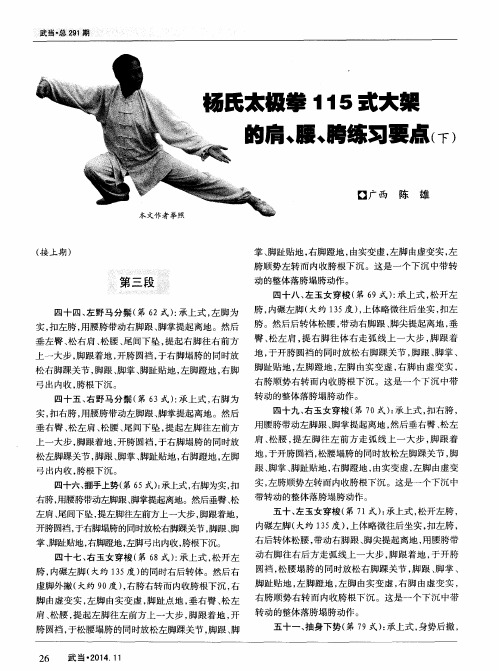 杨氏太极拳115式大架的肩、腰、胯练习要点(下)