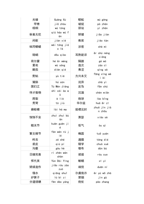 中国汉字听写大会词语汇总