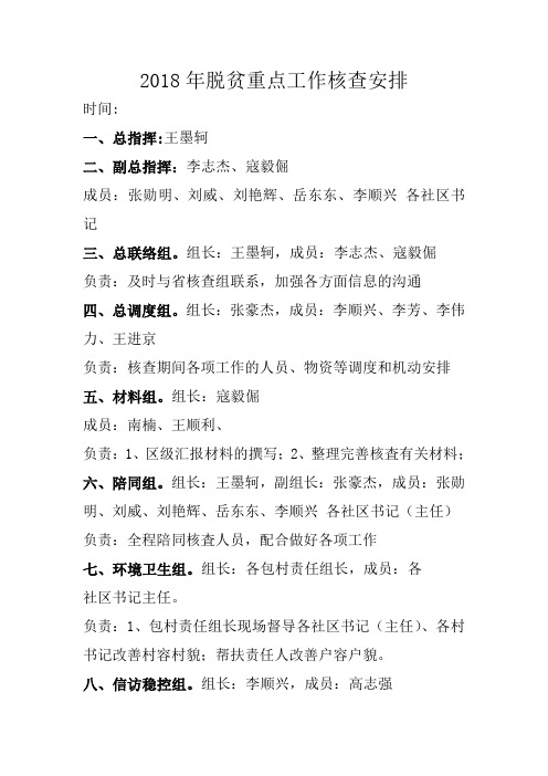 2018年脱贫重点工作核查安排