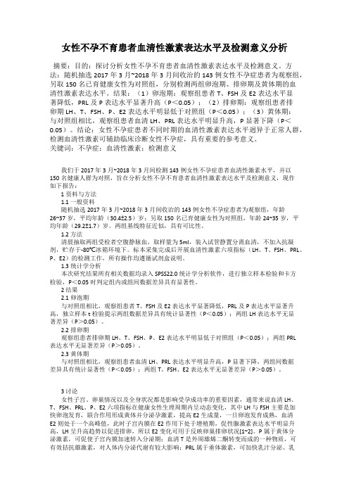 女性不孕不育患者血清性激素表达水平及检测意义分析