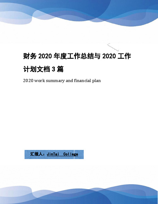 财务2020年度工作总结与2020工作计划文档3篇