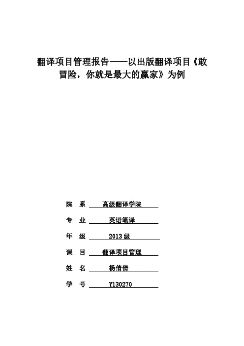 翻译项目管理报告