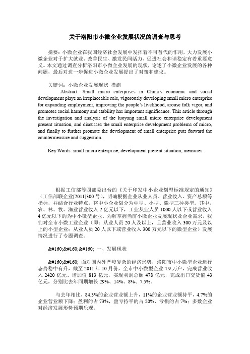 关于洛阳市小微企业发展状况的调查与思考