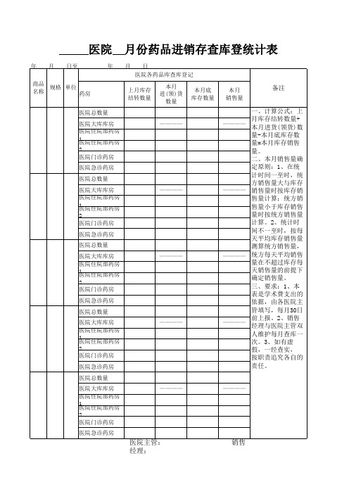 医院进销存统计表