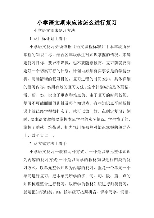 小学语文期末应该怎么进行复习.doc