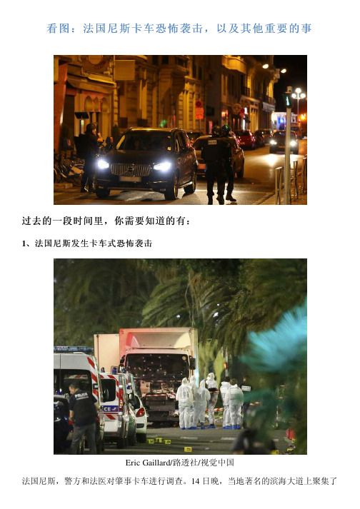 看图：法国尼斯卡车恐怖袭击,以及其他重要的事