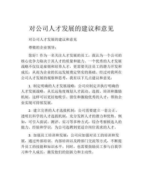 对公司人才发展的建议和意见