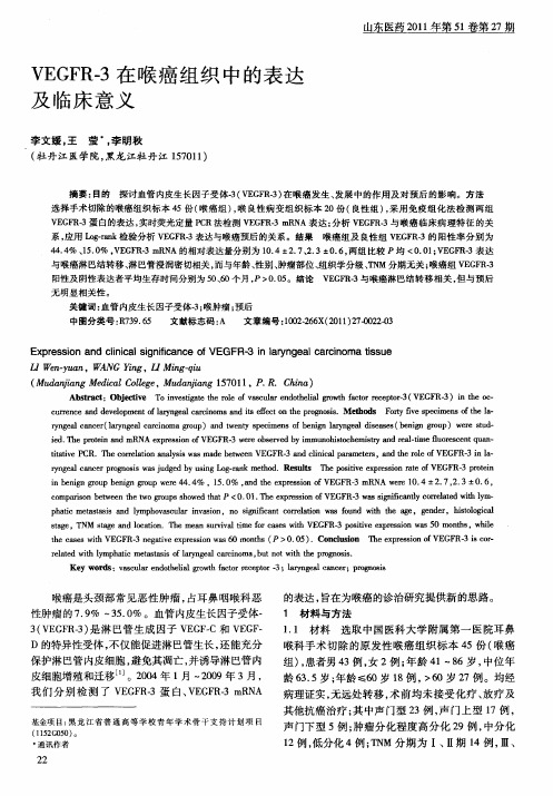 VEGFR-3在喉癌组织中的表达及临床意义