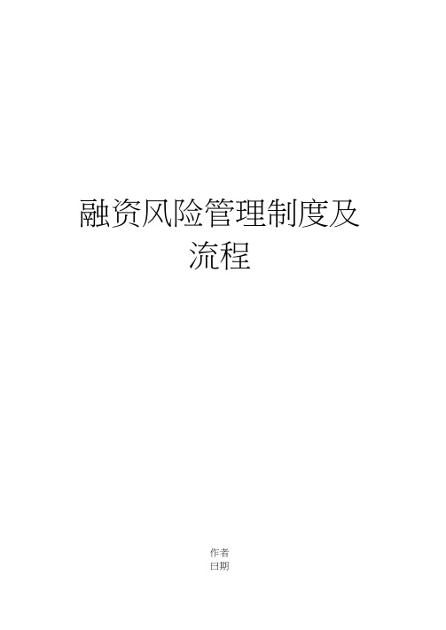 融资风险管理制度及流程