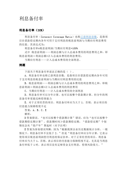利息 偿债备付率