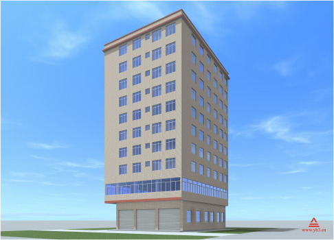 20x14米 十层自建商住两用二层出租酒店旅馆建筑平面图户型方案图外观效果图结构施工图全套图纸参考图纸