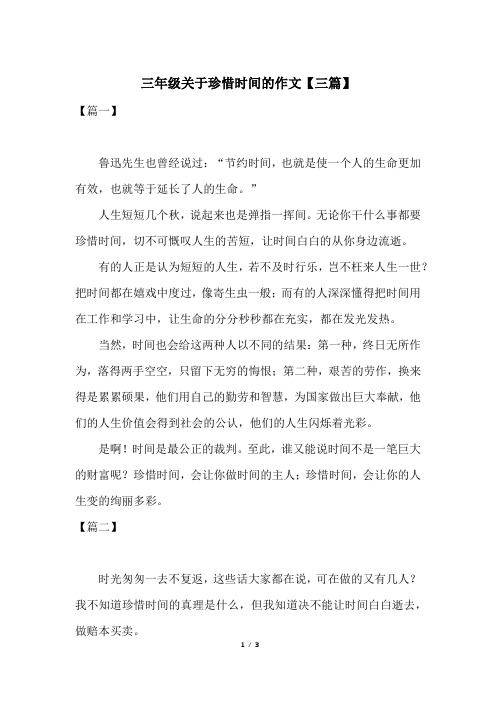 三年级关于珍惜时间的作文【三篇】