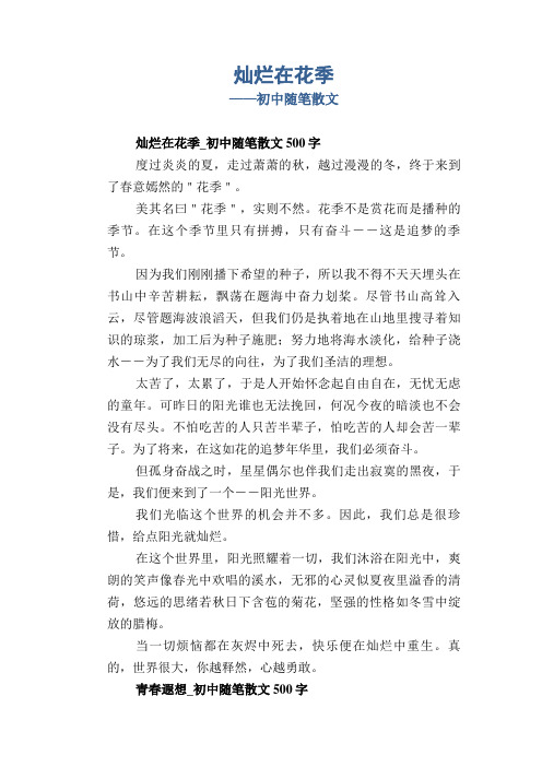 初中八年级学生散文优秀作品：灿烂在花季_初中随笔散文