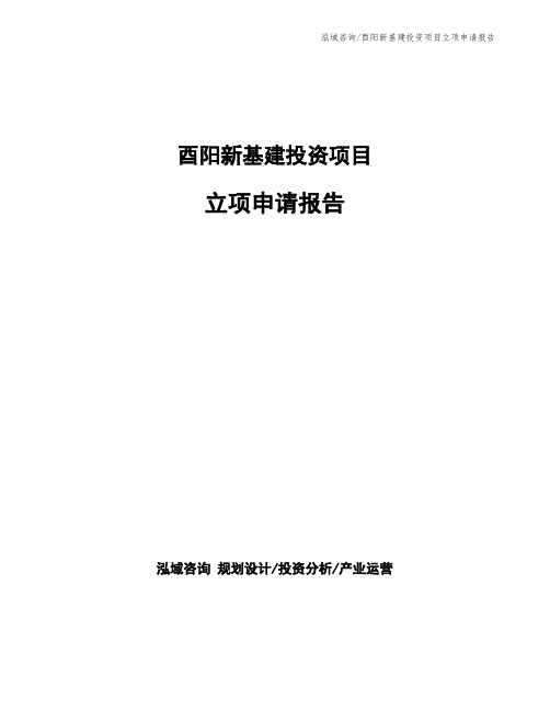 酉阳新基建投资项目立项申请报告