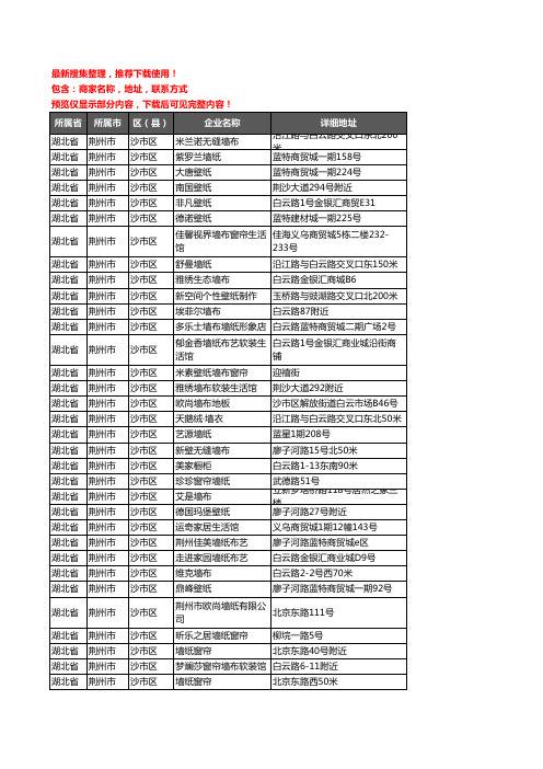 新版湖北省荆州市沙市区墙布企业公司商家户名录单联系方式地址大全47家