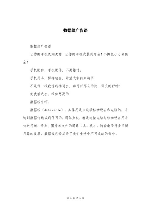 数据线广告语