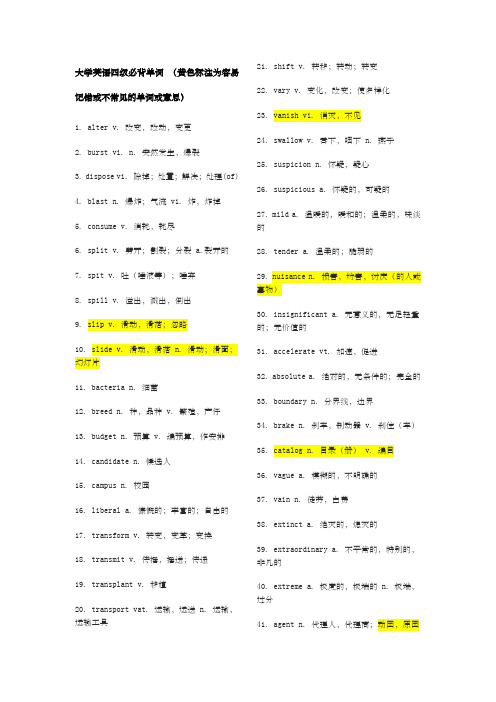 大学英语四级必背单词