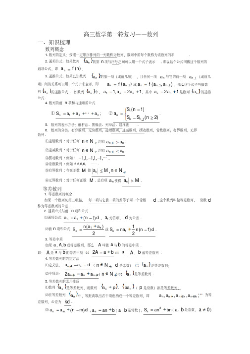 高三数学第一轮复习——数列(知识点很全)