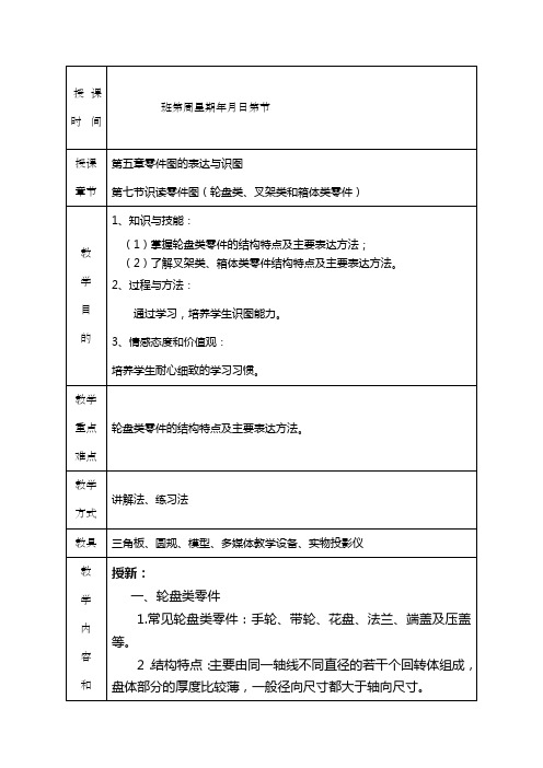 机械制图--第五章  零件图的表达与识图  第七节  识读零件图轮盘类、叉架类和箱体类零件