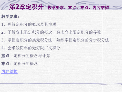 第2章定积分 教学要求、重点、难点、内容结构