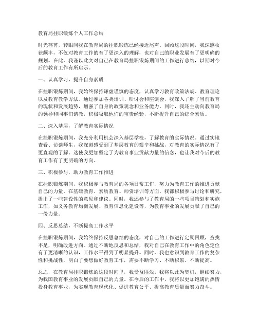 教育局挂职锻炼个人工作总结