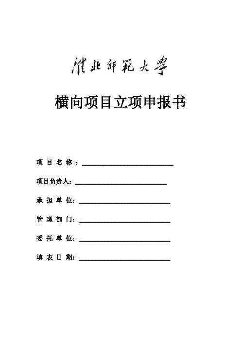 横向项目立项申报书
