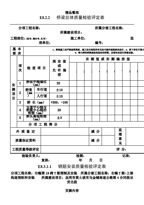 桥梁工程质量检验评定表