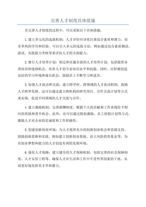 完善人才制度具体措施