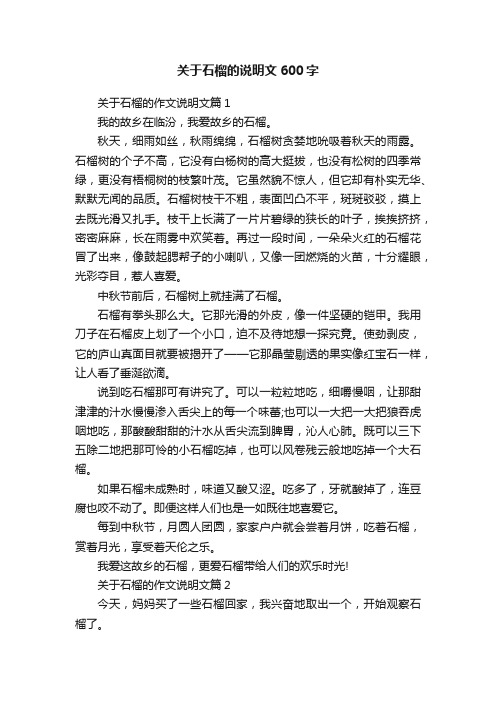 关于石榴的说明文600字