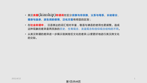 中西称谓语对比分析PPT课件