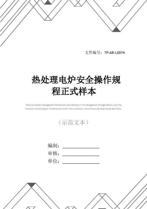 热处理电炉安全操作规程正式样本