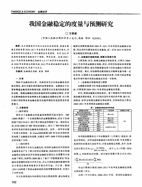 我国金融稳定的度量与预测研究