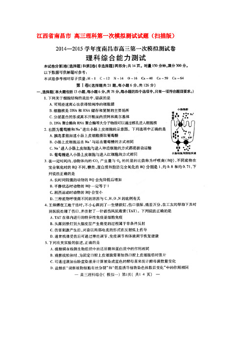 高三理综第一次模拟测试试题扫描版