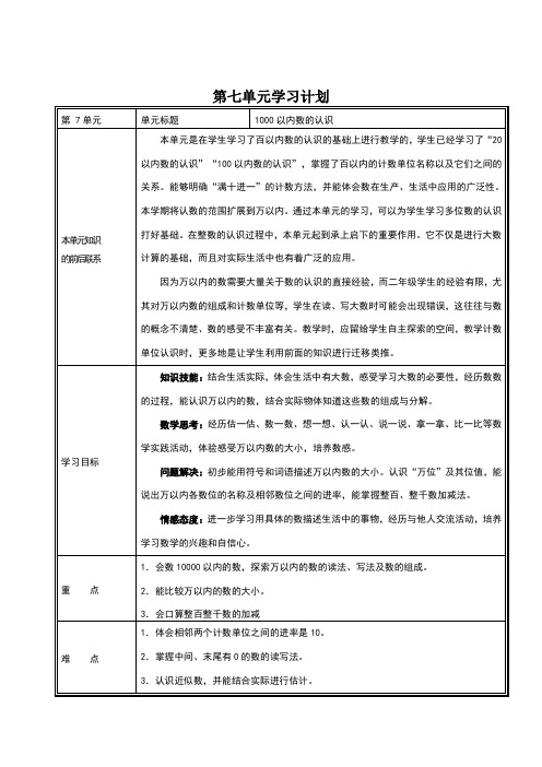 新人教版数学二年级下册第七单元导学案