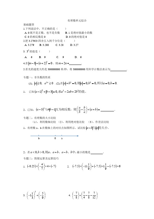 人教版七年级数学期中总结试题