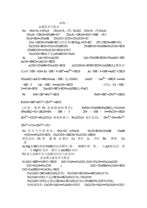 金属化学方程式